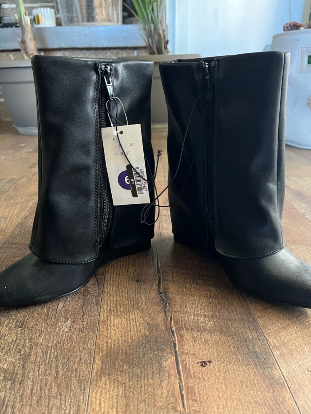 a new day Black Fold-Over Pointed Toe Ankle Booties - Picture 2 of 3